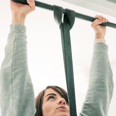 Woman training from home